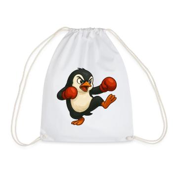 Cooler Pinguin Boxer Kickboxer Cartoon Kampfsport - Turnbeutel - Weiß - Vorne
