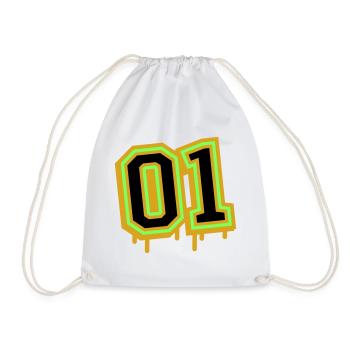 Glowing Neon Number 01 Design - Drawstring Bag - white - Front