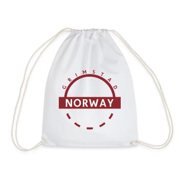 Grimstad Norway Round Badge - Drawstring Bag - white - Front