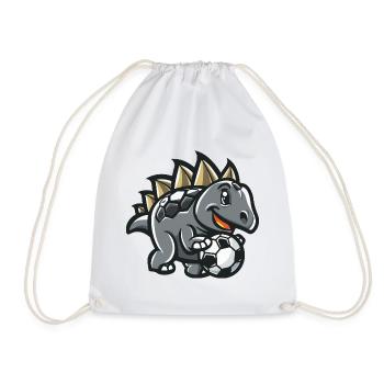 Stegosaurus Cartoon Football - Drawstring Bag - white - Front