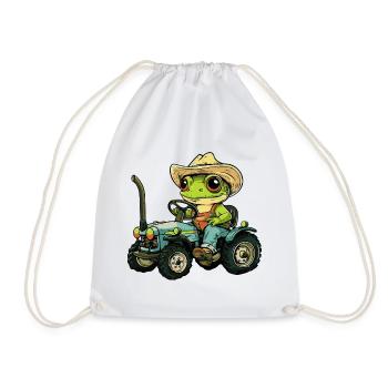 Frog Tractor Farmer - Drawstring Bag - white - Front