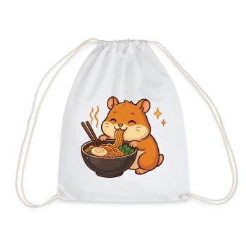 Hamster mit Nudeln Ramen kawaii Hamster - Turnbeutel - Weiß - Vorne