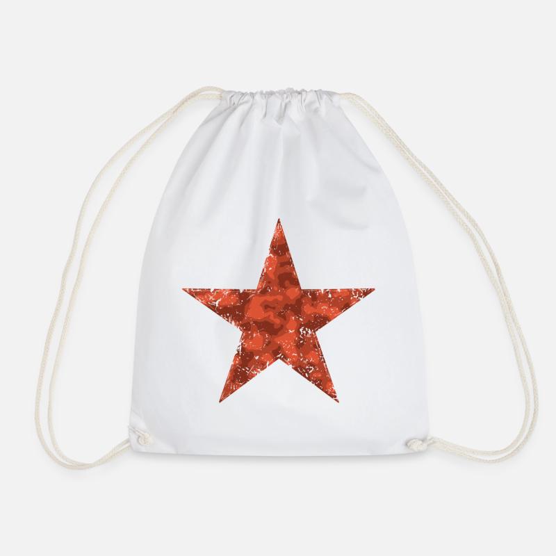 Star Red - Vintage - Drawstring Bag - white