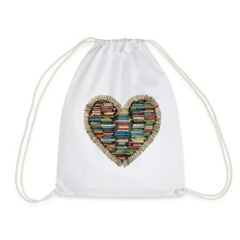 Love Books – A Heart of Stories - Drawstring Bag - white - Front