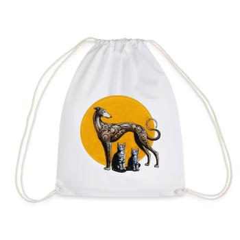 Galgo & Cats Street Art - Rough - Drawstring Bag - white - Front