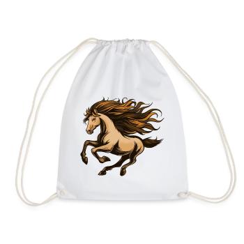 Cheval de feu à la crinière flottante - Sac de sport léger - blanc - Devant