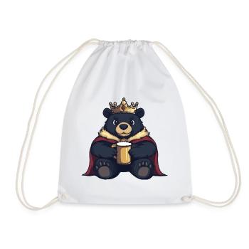 Bear Beer King - Drawstring Bag - white - Front