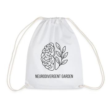 Neurodivergent Garden Brain Leaf Line Art - Drawstring Bag - white - Front