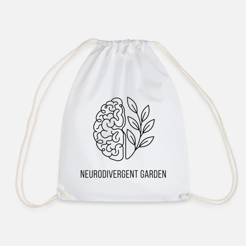 Neurodivergente Garten-Gehirn-Blattlinienzeichnung - Turnbeutel - Weiß