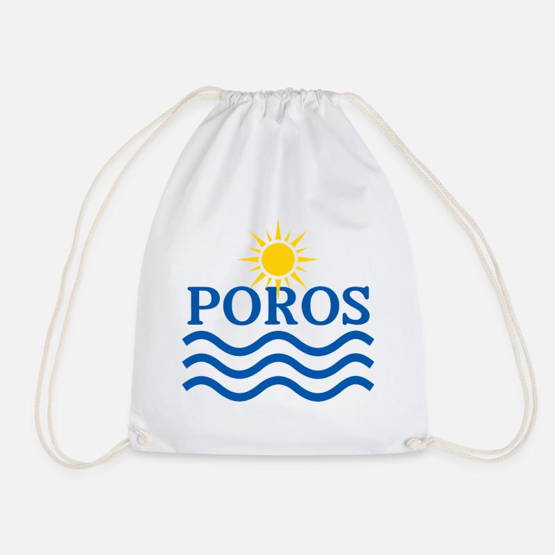 Poros Sun Waves Design - Drawstring Bag - white