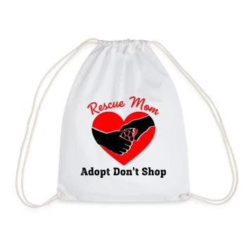 Rescue Mom Animal Welfare Heart - Drawstring Bag - white - Front