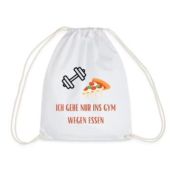 Pizza Slice Gym Spruch - Lustiger Gym/Essen Spruch - Turnbeutel - Weiß - Vorne