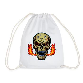 Feuerspeiendes Totenkopf-T-Shirt-Design. - Turnbeutel - Weiß - Vorne