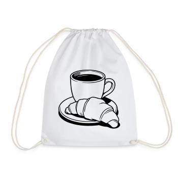 coffee croissant - Drawstring Bag - white - Front