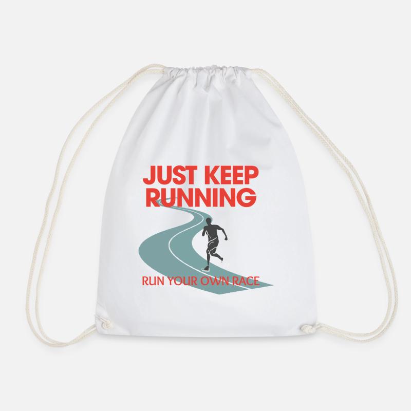 Jogging Endurance Runner Fitness just keep running - Drawstring Bag - white