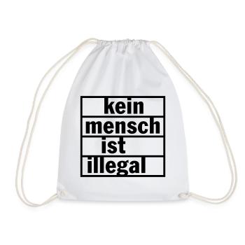 Kein Mensch ist illegal (Farbe änderbar) - Turnbeutel - Weiß - Vorne