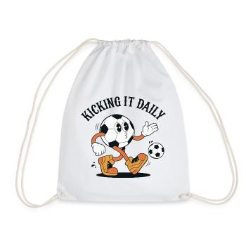 Retro Football Cartoon - Kicking It Daily - Drawstring Bag - white - Front
