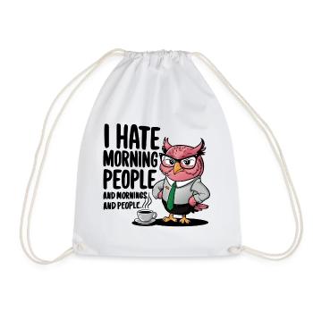 Business owl in suit with coffee - Drawstring Bag - white - Front