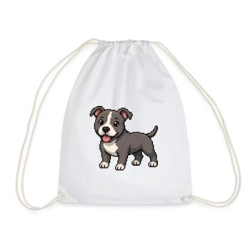 Cute Pitbull – Retro Pixel Art Dog - Drawstring Bag - white - Front