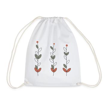 Trio minimalistischer Blumenstängel - Turnbeutel - Weiß - Vorne