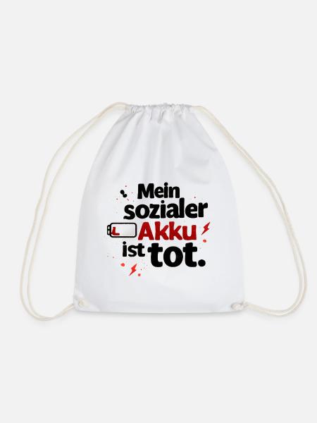 Mein sozialer Akku ist tot - Turnbeutel - Weiß