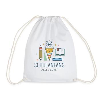 Schulanfang Motiv: Erstes Schuljahr - Turnbeutel - Weiß - Vorne