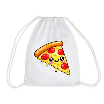 Kawaii Pizza Slice Cartoon - Turnbeutel - Weiß - Vorne