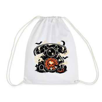 Spuktelefon Halloween Motiv - Turnbeutel - Weiß - Vorne