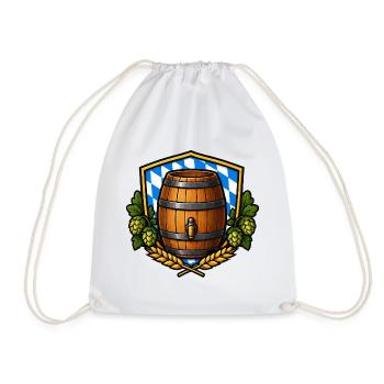Bierfass Schild Bayerisch - Turnbeutel - Weiß - Vorne