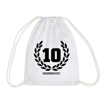 10 Rosenhochzeit - Turnbeutel - Weiß - Vorne