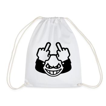 Stinkefinger Emoticon (fuck off / fuck you) - Turnbeutel - Weiß - Vorne