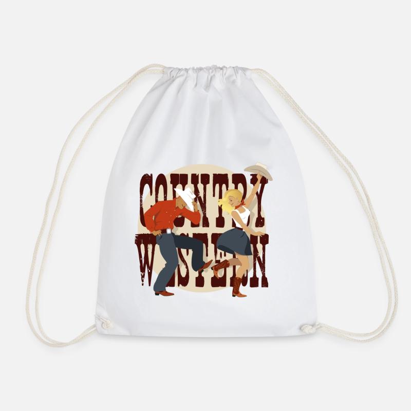 Country Western - Drawstring Bag - white