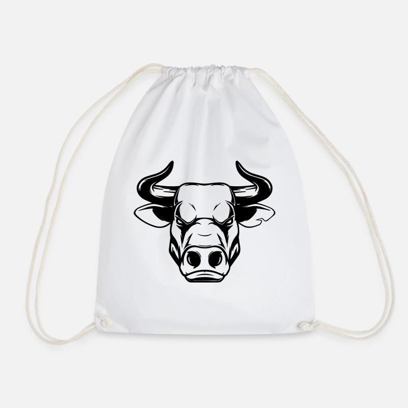 stier print head head bulle - Drawstring Bag - white