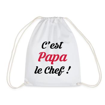Papa / Fête des Pères / Pere / Cuisine Chef / Bébé - Drawstring Bag - white - Front