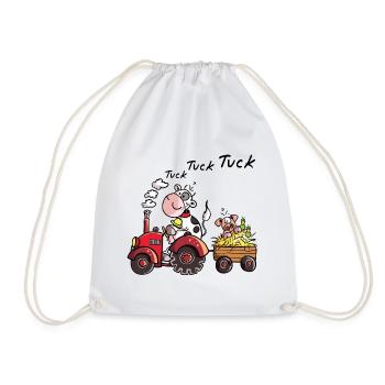 Tuck Tuck Kuh fährt Schwein - Turnbeutel - Weiß - Vorne