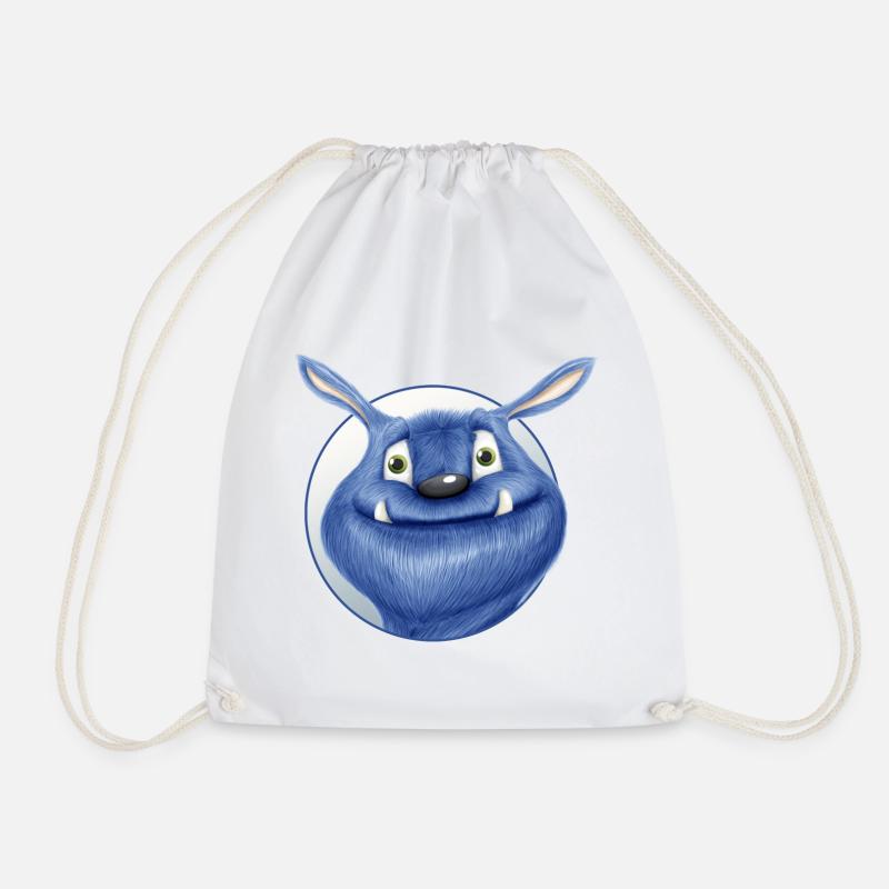 blue monster - Drawstring Bag - white