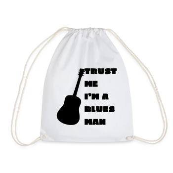 Blues man, musician, instrument, guitar # - Drawstring Bag - white - Front
