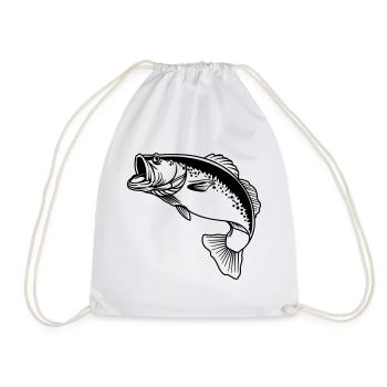 Fish transparent logo for fisherman - Drawstring Bag - white - Front