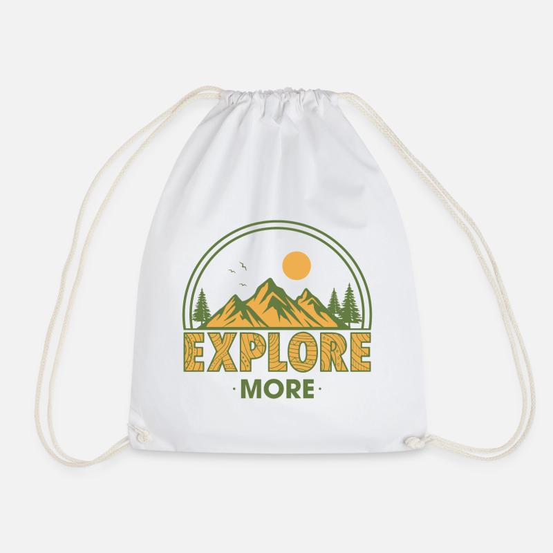 Explore More - Drawstring Bag - white
