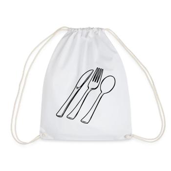 Cuillère à fourche à couverts et couteau transparent - Sac de sport léger - blanc - Devant