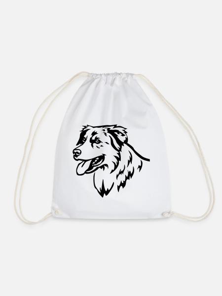 Australian Shepherd Kopf - Turnbeutel - Weiß