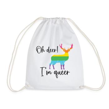 Mois de la fierté LGBTQ - Oh cerf je suis queer! - Sac de sport léger - blanc - Devant