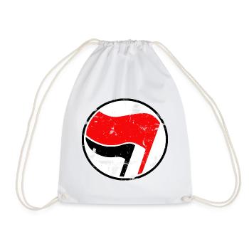 Antifa-Flaggen Logo Grunge - Turnbeutel - Weiß - Vorne