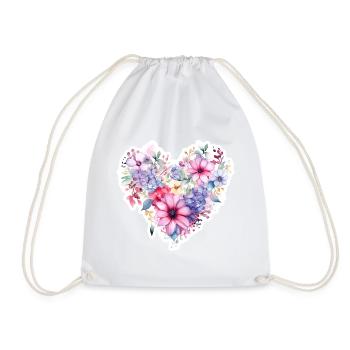 Aquarelle Cœur de Fleur - Sac de sport léger - blanc - Devant