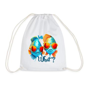 Poissons colorés avec des lunettes de soleil - Sac de sport léger - blanc - Devant