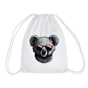 Cute koala with sunglasses - Drawstring Bag - white - Front