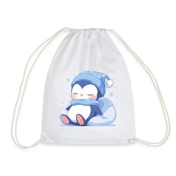 Pinguin Schläft Schlafshirt Schlafanzug Süß Tier - Turnbeutel - Weiß - Vorne