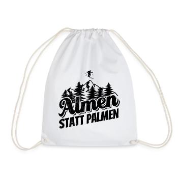 Almen statt Palmen Ski, Apres Ski, Wintersport - Turnbeutel - Weiß - Vorne