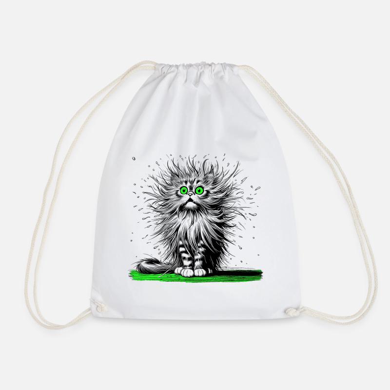 Cat, Comic, Funny, Funny - Drawstring Bag - white