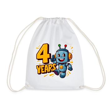 Fête d’anniversaire de quatre ans mignon petit robot pour enfants. - Sac de sport léger - blanc - Devant